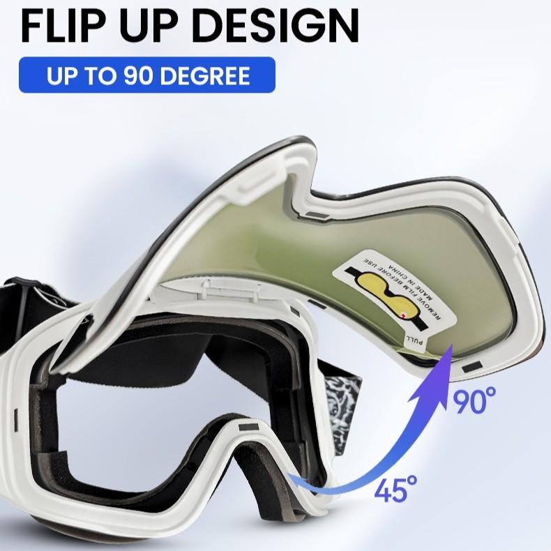 Flip Up Anvik Prescription Ski and Snowboard Goggles Blue White - Dual Layer Anti Fog Lenses - Impact Resistance and UV Blocking Snow Glasses - Image 10