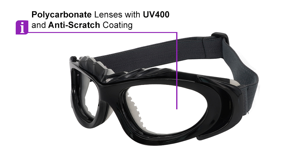 Robson Black Prescription Sports Goggles - Soft Gel Padding - Soccer, Football, Basketball, Baseball - Image 6