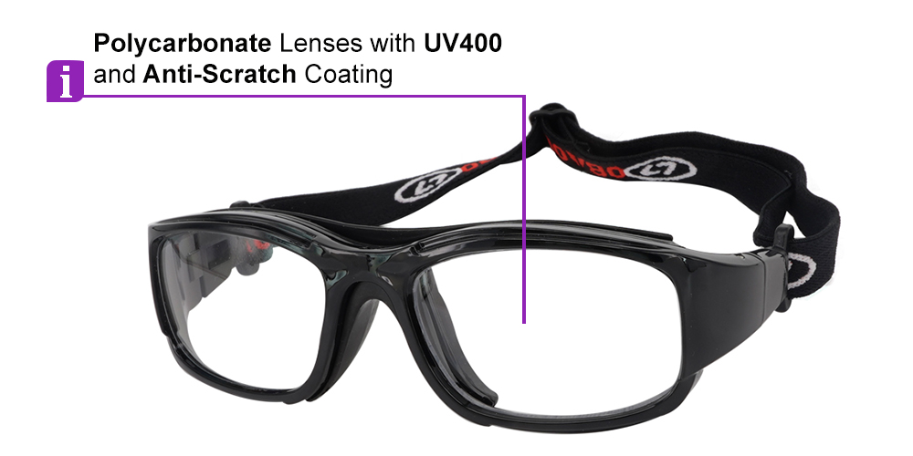 Alberta Black Prescription Sports Goggles - Interchangeable temple arms and headband - Soccer, Basketball, Baseball - Image 5