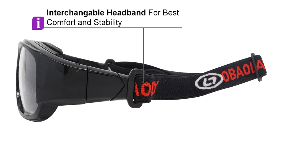 Alberta Black Prescription Sports Goggles - Interchangeable temple arms and headband - Soccer, Basketball, Baseball - Image 7