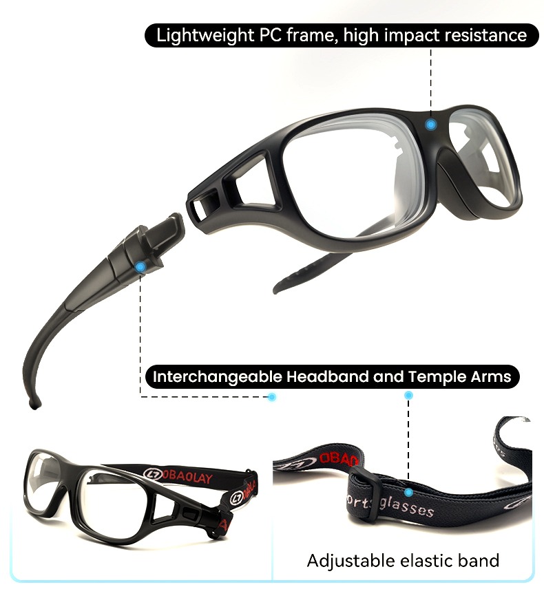 Atlas Prescription Sports Goggles White - Interchangeable temple arms and headband - Soccer, Basketball, Baseball Glasses - Image 3