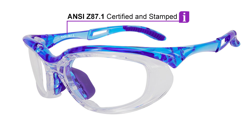 Fusion Toledo Prescription Safety Glasses Blue - ANSI Z87.1 Certified Stamped - Image 4