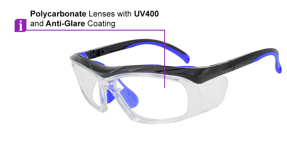 Fusion Plano Prescription Safety Glasses Blue - ANSI Z87.1 Certified Stamped - Image 7