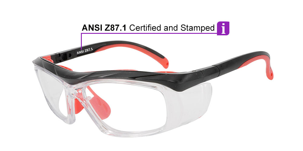 Fusion Plano Prescription Safety Glasses Red - ANSI Z87.1 Certified Stamped - Image 2