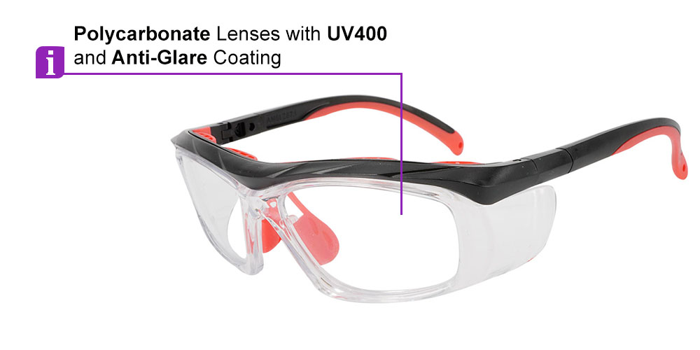 Fusion Plano Prescription Safety Glasses Red - ANSI Z87.1 Certified Stamped - Image 6