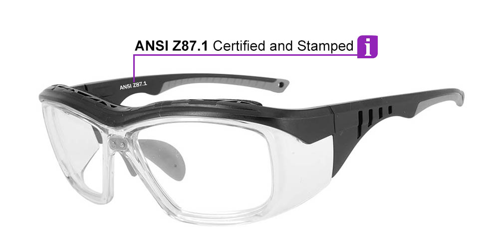 Fusion Omaha Prescription Safety Glasses Grey - - ANSI Z87.1 Certified Stamped - Image 4