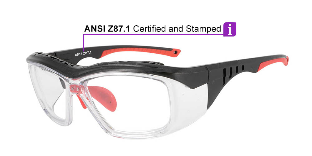 Fusion Omaha Prescription Safety Glasses Red Clear - - ANSI Z87.1 Certified Stamped - Image 3