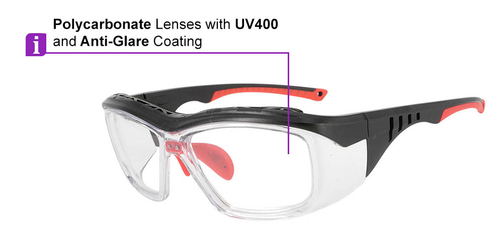 Fusion Omaha Prescription Safety Glasses Red Clear - - ANSI Z87.1 Certified Stamped - Image 5